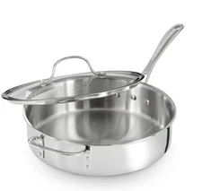 Calphalon Stainless Steel Fry Pan 3 Qt. 10" Saute Skillet Handle 5003 W/Lid.