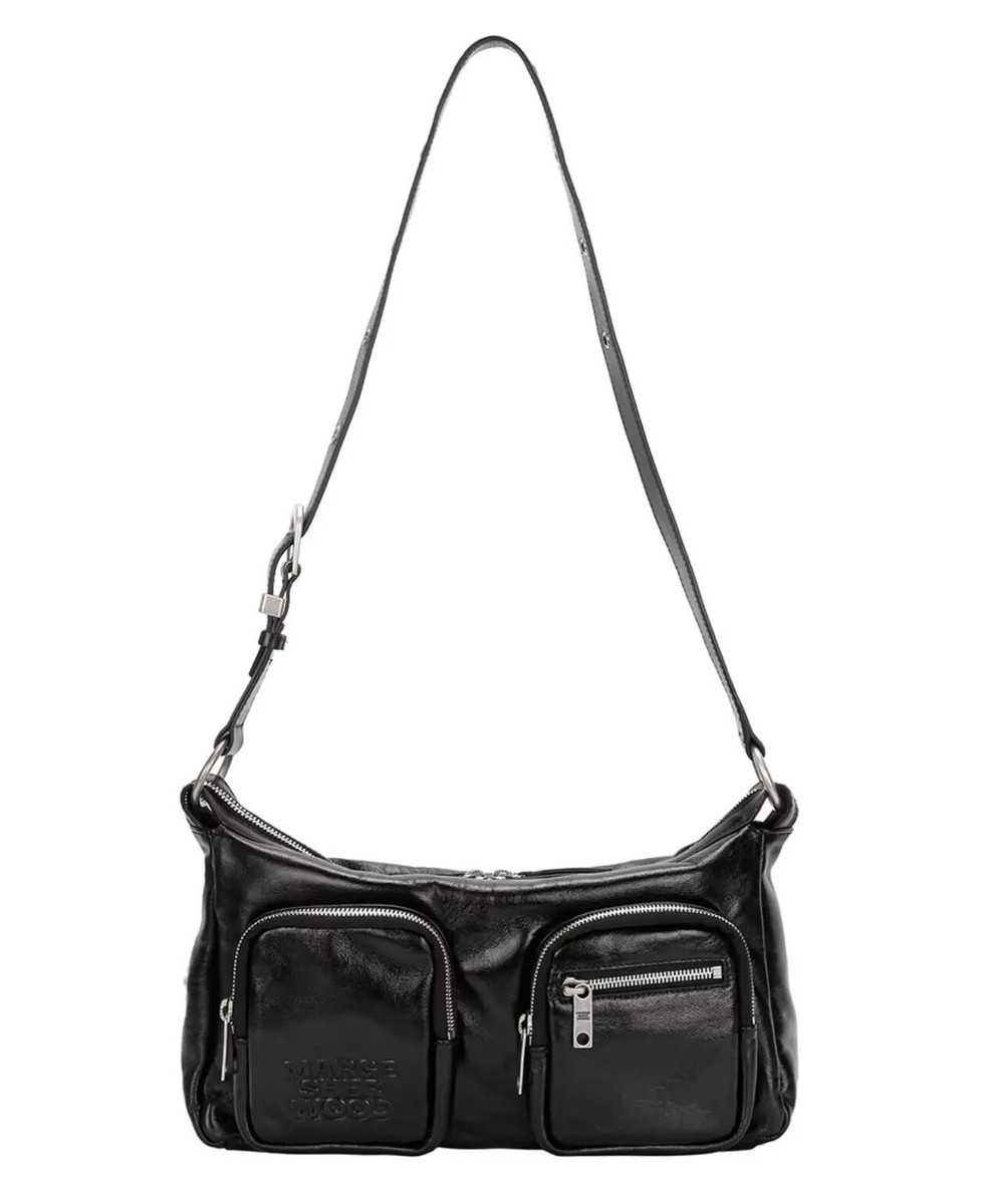 MARGE SHERWOOD Outpocket Hobo Bag/ Black Glossy Plain