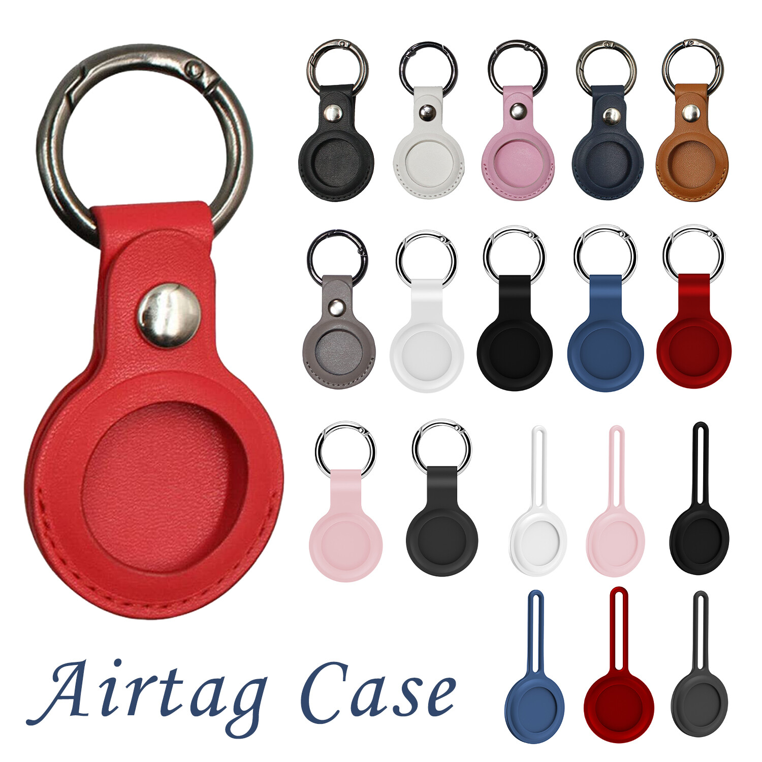 Durable PU Leather AirTag Case with Key Ring Holder for Apple Tracker UK