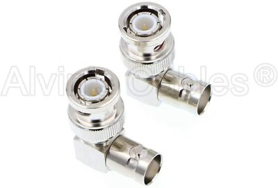 ALVIN’S CABLES 2pcs Right Angle 12G BNC Convert Adapter Connectors for 12G HD SDI BNC Cable