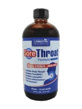 Sore Throat Formula By Livingston Natural Herbal Labs, Plant-Based 16oz.
