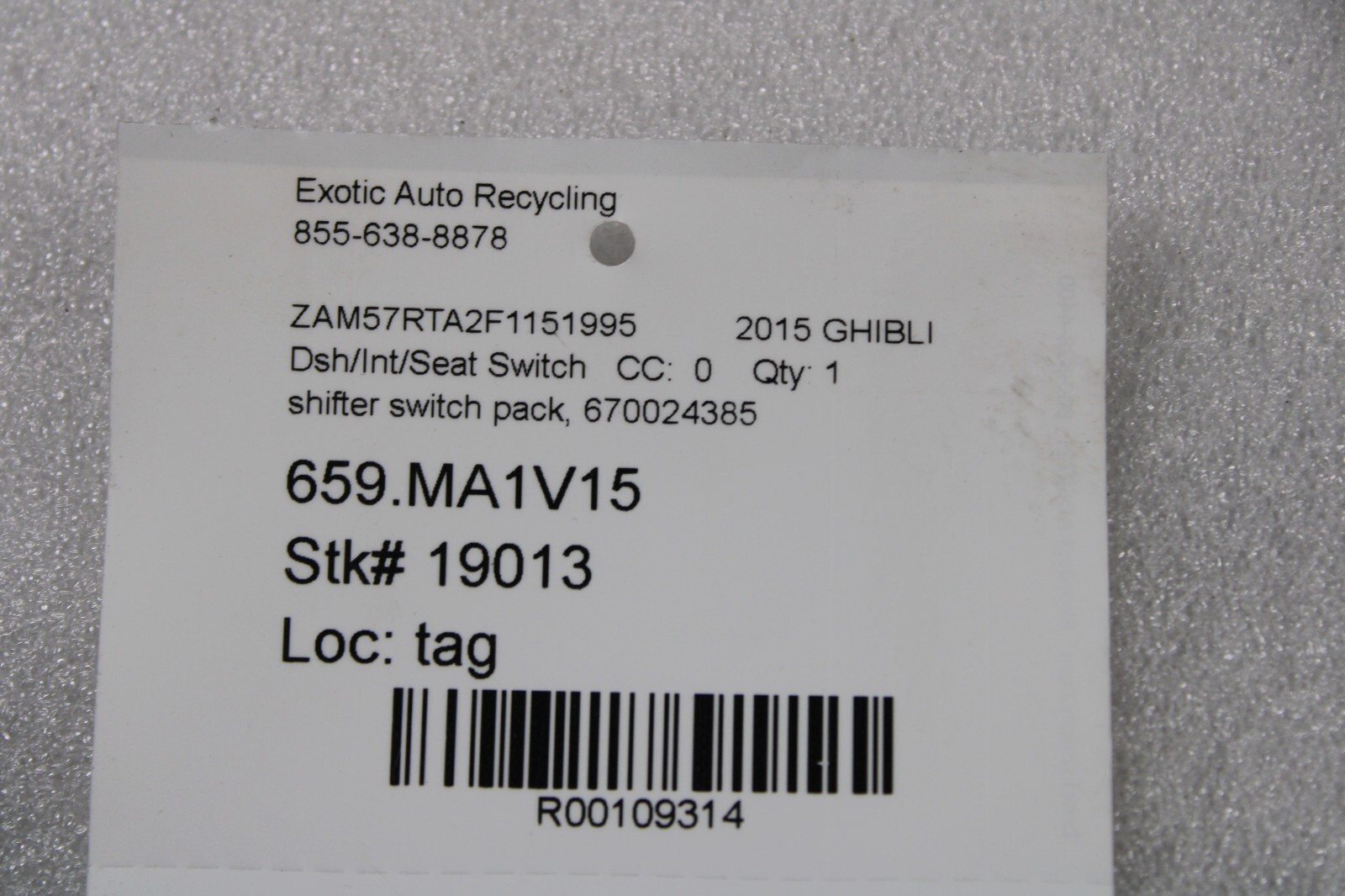 Maserati Ghibli, Shifter Switch Pack, Used, P/N 670024385