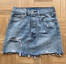 Levi's Premium Jean Skirt Big E Vintage Light Wash Denim Size 25 USA 1990