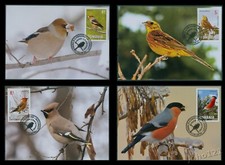 Romania 2015 Birds, Silk Tail, Hammer, Finke Mi.6926-29 MK, Maximum Card, MC, CM