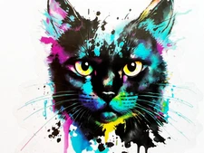 Cute Black Cat 3 Inch Transparent Sticker Kitty Eyes Pet Art Decal