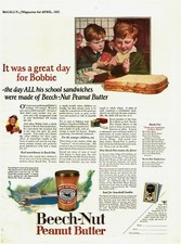 1925 Beech Nut Peanut Butter Vintage Print Ad Bobbie School Boys Lunch