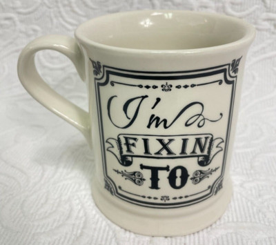 Cracker Barrel - White Chantilly - Coffee Cup with Graphic - Fixin To