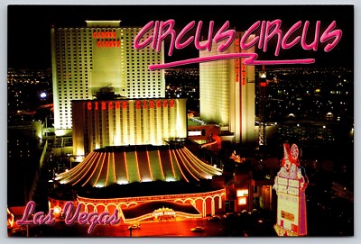 Postcard Las Vegas Nevada Circus Circus Casino Night View
