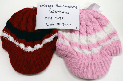Reebok Women's Chicago Blackhawks Visor Knit Winter Hat Sample Lot