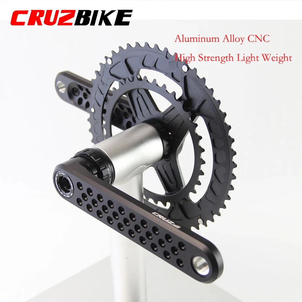 Juego de bielas para bicicleta de carretera 155/160/165/170/175 mm manivela 9-12 velocidades plato doble  Foto 4 de 4