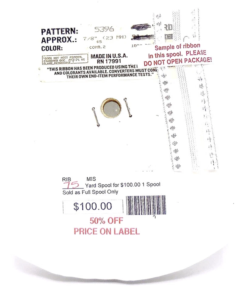 Diamond Silver Stripe Ribbon,Metallic Silver,7/8" x 75 Yards.USA Made - Image 4 of 4