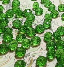 Crystal Beads 8mm Beads for Jewelry Making Bulk 180 pcs Grass Green Roundelle