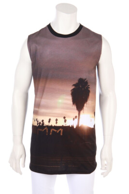 MM6 Maison Margiela Shirt Sport sleeveless Print S black brown NEW