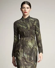 Jil Sander Runway Silk Collared Shirt Top Loden Blouse Fitted Style S NWT $1490