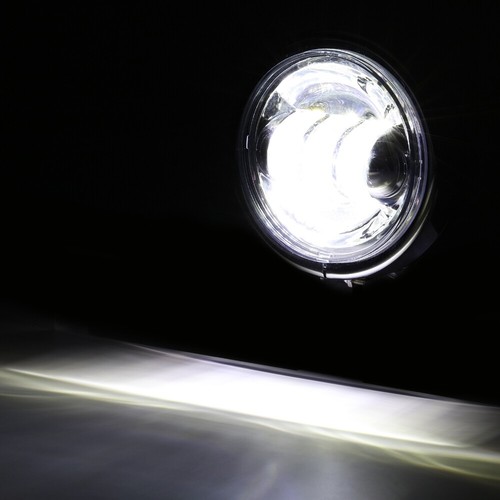 4.5"Inch Motorcycle LED Fog Passing Lights Auxiliary Lamp Chrome Housing Bucket - Picture 10 of 12