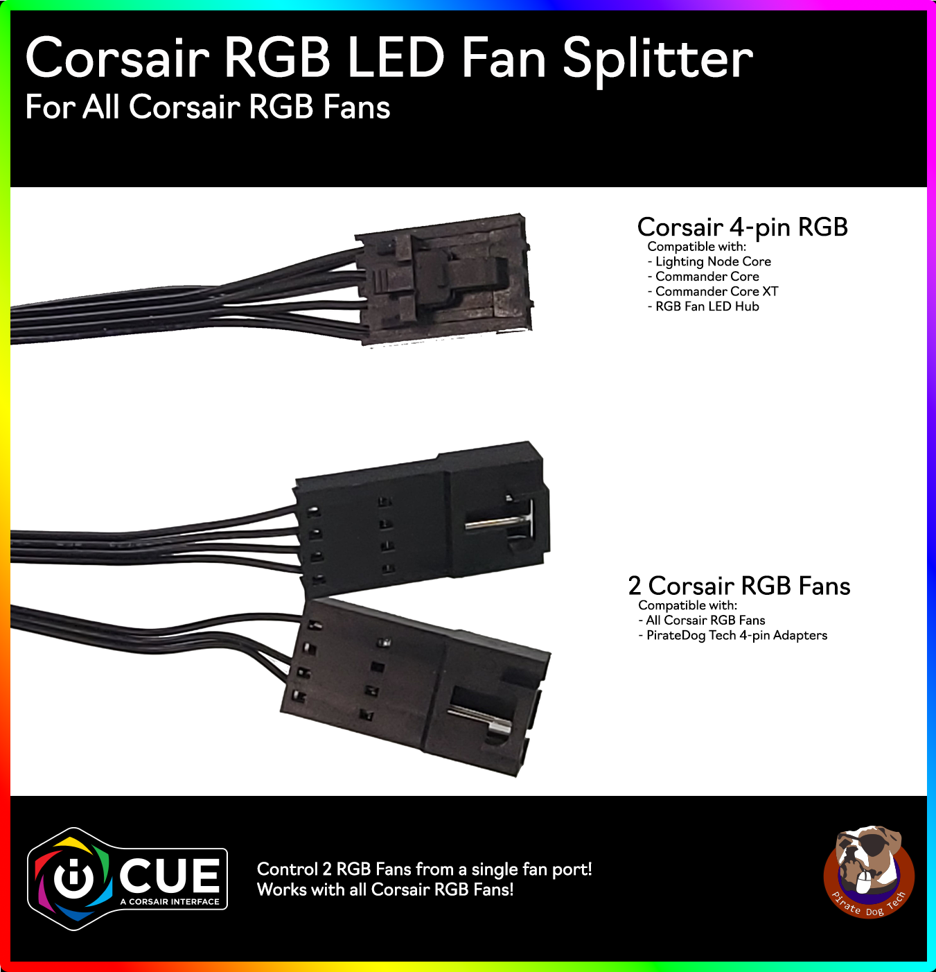 Corsair RGB LED Splitter Fan Direct store Cable New product!!