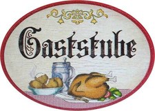 Nostalgie retro gaststube türschild antiker stil birkensperrholz oval 9x6,5cm