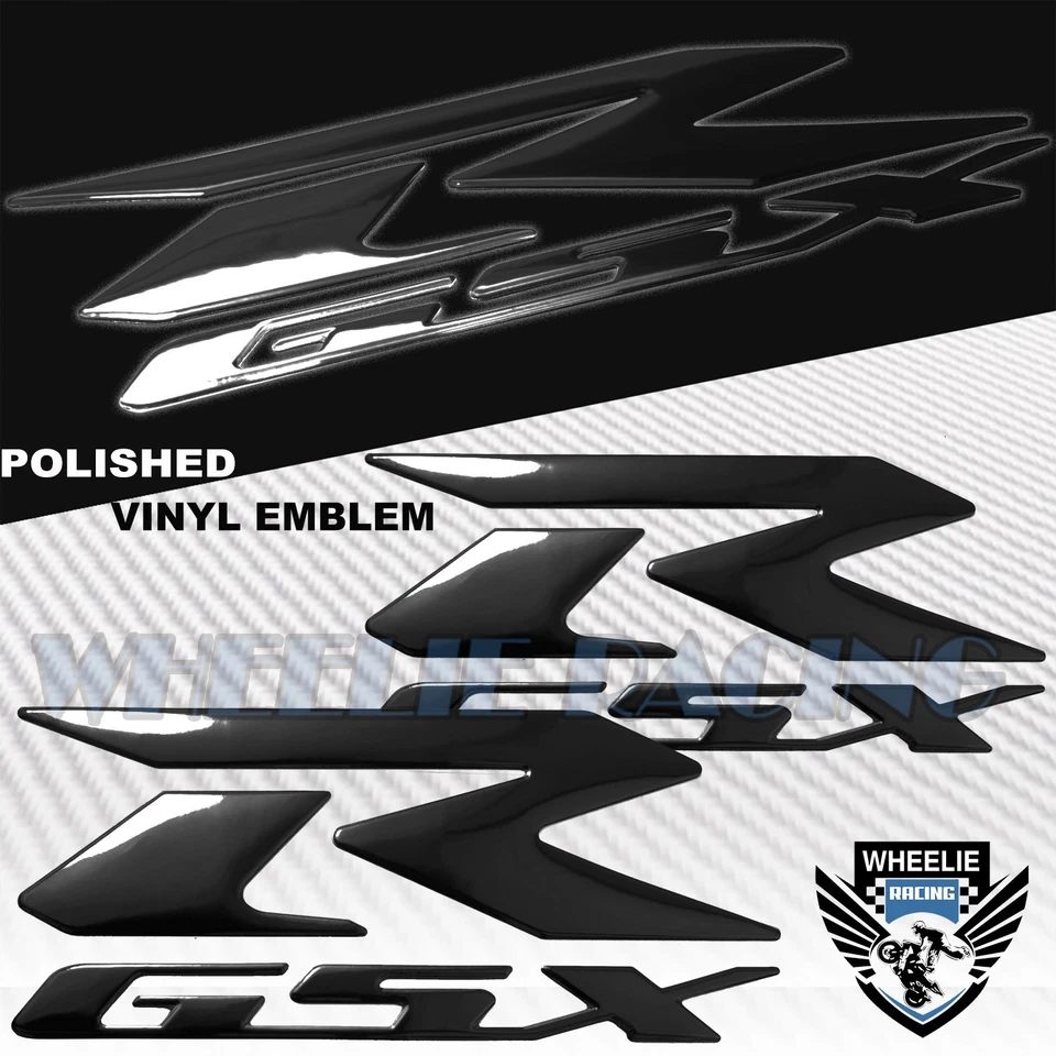 ALMOHADILLA DE TANQUE DE COMBUSTIBLE NEGRA PRO GRIP + LOGOTIPO 3D SUZUKI DE 6" + KIT DE PEGATINAS EMBLEMA CARENADO GSXR Foto 4 de 4