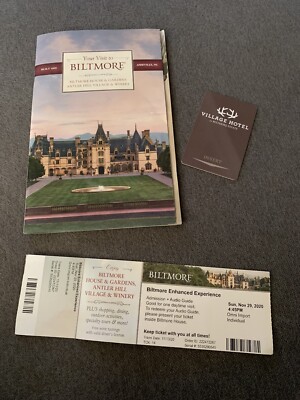 BILTMORE ESTATE LOT North Carolina Visit Guide, Ticket, Hotel Key VGC