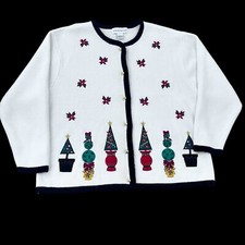 Suéter De Colección Croft & Barrow Navidad Poinsettia Mujeres Grande Grandmacore Abuelo