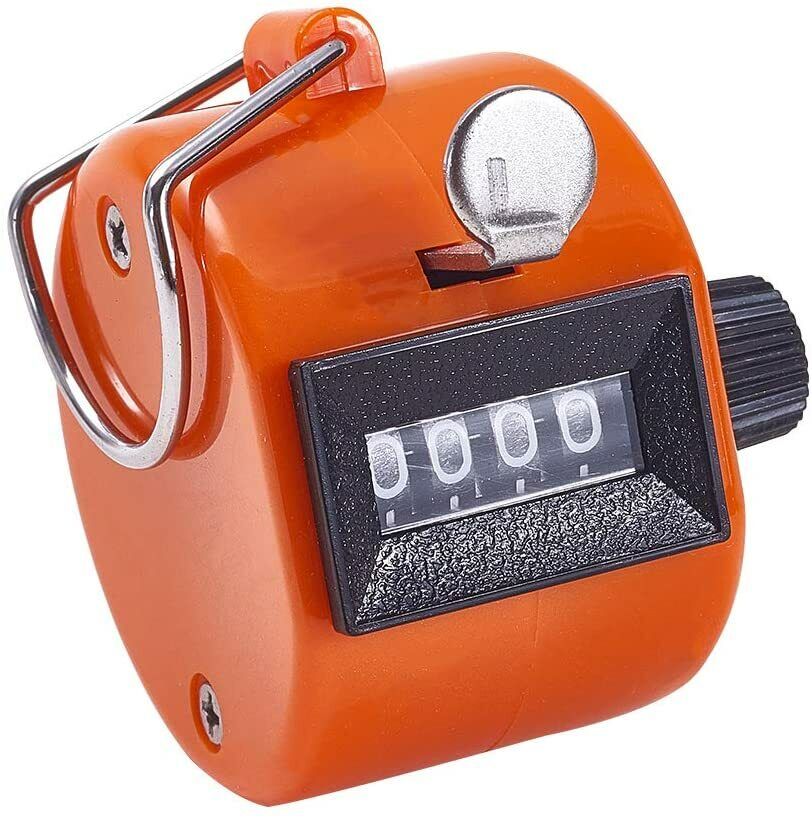 4 Digit Number Dual Clicker Golf Hand Tally Counter orangeHandy Convenient