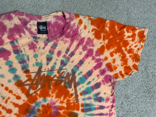 STUSSY Tie Dye T-Shirt MEDIUM mens logo men's - Picture 2 of 12