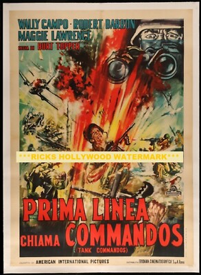 Original Prima Linea Chiama Commandos TANK COMMANDOS Italian 39''X55'' Linenbacked