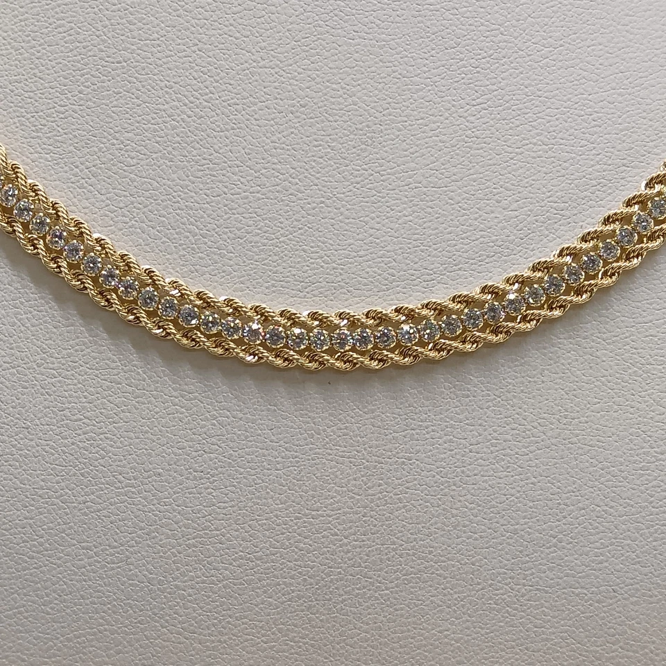 COLLIER DA DONNA A MAGLIA FUNE CON ZIRCONI IN ORO GIALLO 18KT 15,25 G. (7495) - Immagine 2 di 4
