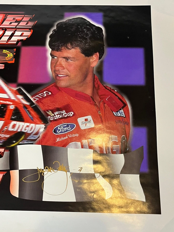 1996 Night Vision Poster Michael Waltrip Autograph Select Champion May 18 COA - Imagem 4 de 4