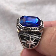 Nepalese Craft Tibetan Gem Ring Vintage National Style Tibetan Silver Gem Ring