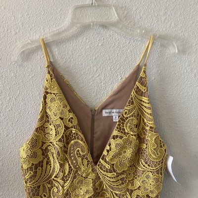 NWT Dress the Population Canary Tan Ava Lace Mini Dress V-Neck Women's  Small | eBay