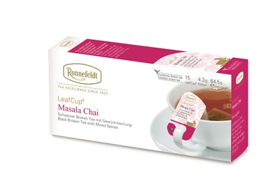Ronnefeldt Leafcup  MASALA CHAI. 15 Premium Black tea bags. Made in Germany