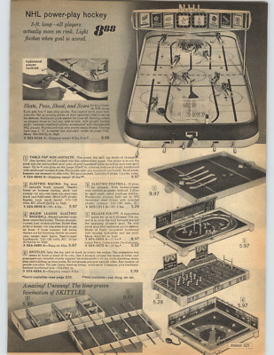 1965 PAPER AD NHL Power Play Hockey Game Table Top Nok Hockey Football Baseball