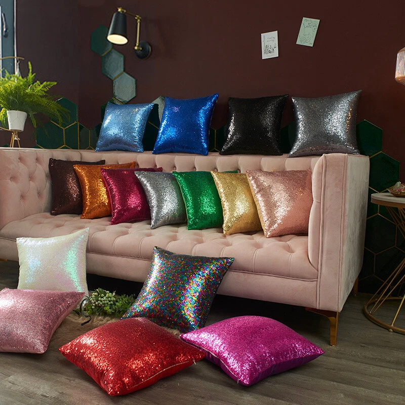 1PC Glänzend Pailletten Kissenbezug Bezüge Heim Docer Quadratisch 40.6cm - Bild 3 von 4