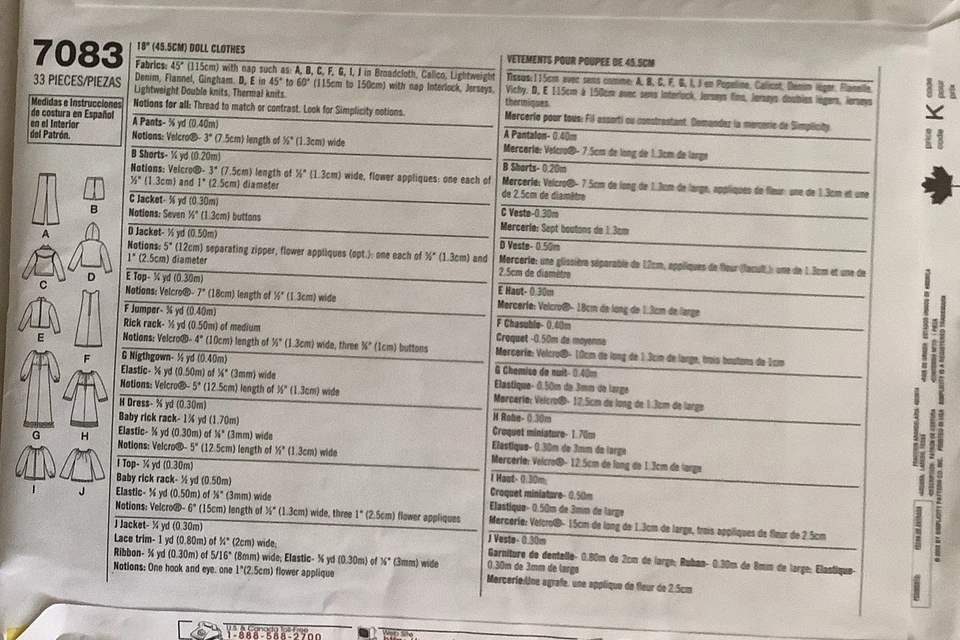 Sewing Pattern for 18" Doll Clothes Ten Pieces for Mix & Match Outfits - Image 3 of 3