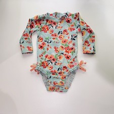 Ruffle Butts Floral Bathing Suit Long Sleeve Snap Diaper Bottom 12-18 Months