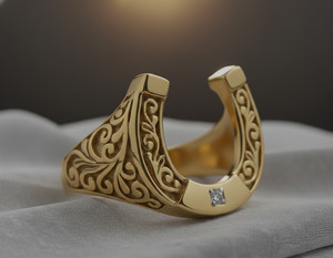 Authentic The Golden Hearth Of Fortune Horseshoe Ring