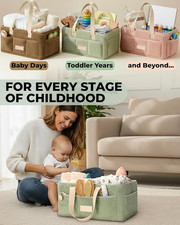 Baby Diaper Caddy Organizer with Portable Changing Mat - Teddy Fleece Diaper ...