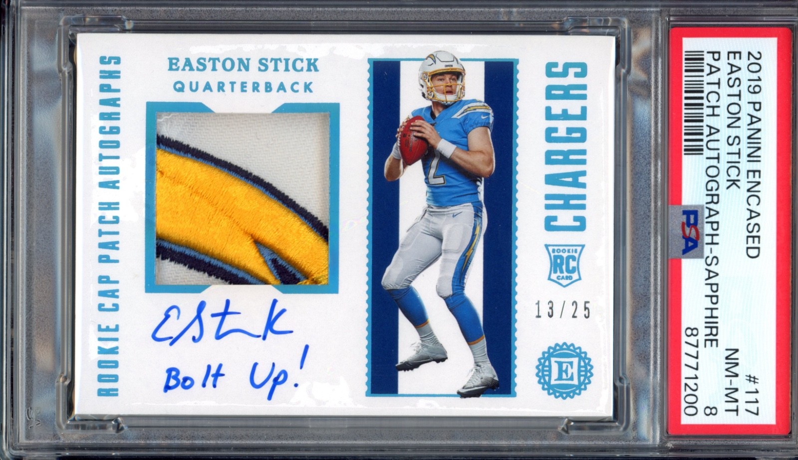 Easton Stick Panini Encased #117 Patch Autograph-Sapphire