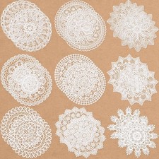9/18Pcs White Vintage Embroidered Lace Doilies Flower Coasters Round Table Mats