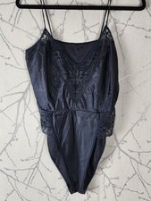 Kayser VTG Navy Lace Trim Strappy Teddy Bodysuit  Women's S