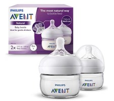 Philips Avent Natural Baby Bottles, with First Flow Nipple,20Z/60ML, 2 Pack,