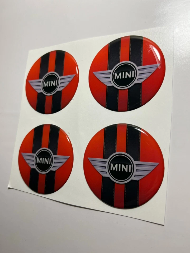 MINI Cooper conjunto de adesivos de tampa de roda 4 peças decalques emblema tampa central de resina cúpula 3D - Imagem 3 de 3