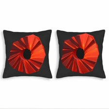 Set of 2 18x18in Throw Pillow Covers - Vibrant Red Geometric Spiral Design 