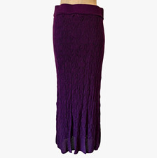 Y2K Vintage Crochet Knit Hem High Waisted Midi Skirt Plum Purple S Whimsical
