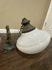VTG School House Pendant Light Milk Glass Globe Antique Ceiling Fixture 15 Inch