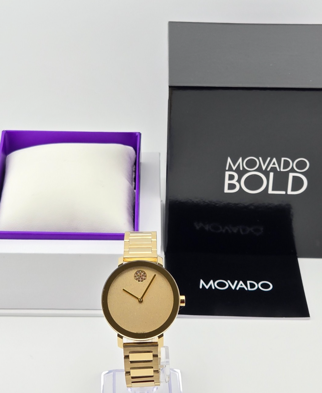 Movado Bold Evolution Women's Gold Glitter Dial Watch - 3600733 ($850 MSRP)