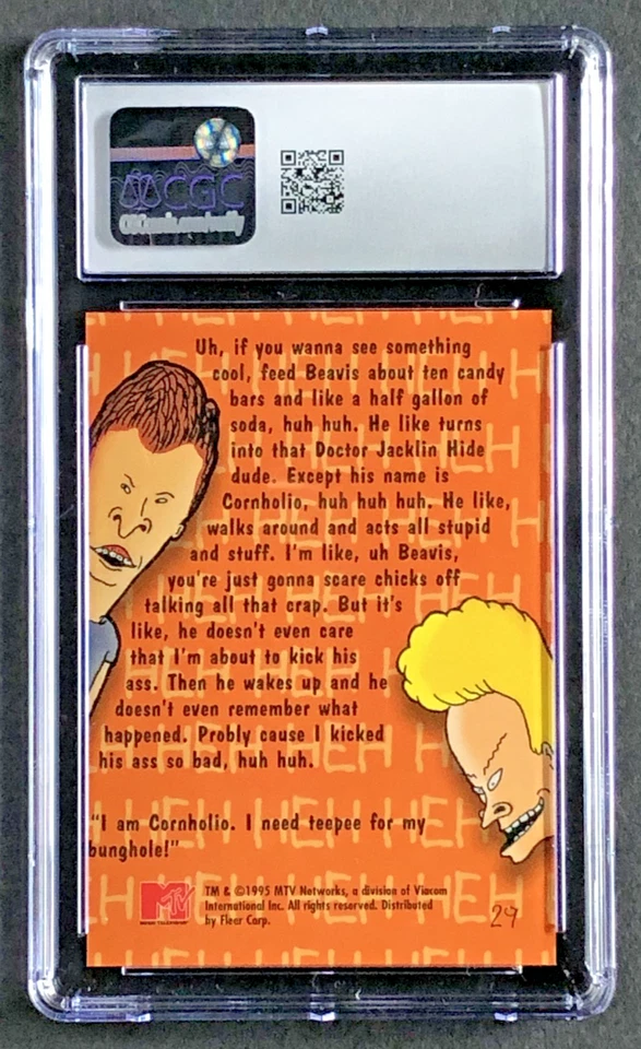 🎱 1995 CGC 9.0 Fleer MTV Animation Beavis and Butthead #29 "Cornholio" - Image 2 of 2