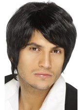 Smiffys Black Boy Band Wig for Men Short Style Fancy Dress Accessory