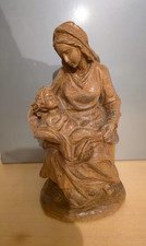 Antike Madonna mit Kind Holzfigur – Handgeschnitzt – Sakrale Kunst – Maria & Jes